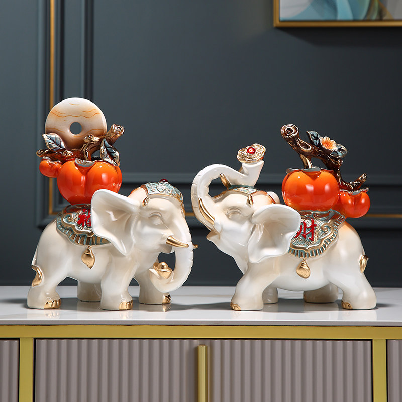 事事如意财福大象摆件一对创意家居玄关客厅电视柜轻奢高档装饰品,淘宝优惠券,粉丝福利购,淘宝优惠卷