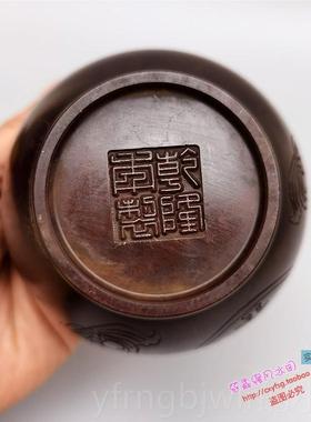 新款复纯宝黄铜缸双鱼黄金万两风缸摆件 仿古红铜包古浆水办公室