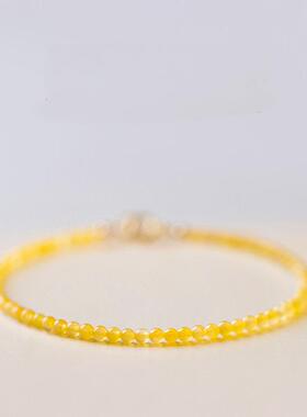 生辰石 富贵石2mm极细黄玉手链天然黄玛瑙手链女简约财富石手饰品