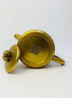 黄铜铜器百福茶壶铜摆件工艺品餐厅茶壶装饰品茶杯套装茶具客厅