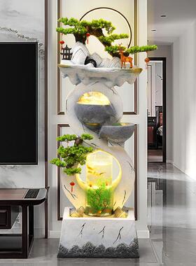 流水摆件循环水现代轻奢家居客厅招财鱼缸电视柜旁落地景观装饰品