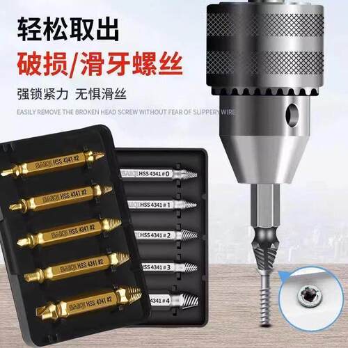 新款断丝取出器万能神器螺丝取断头滑牙滑丝取丝器退丝锥拆卸专用 - 图1