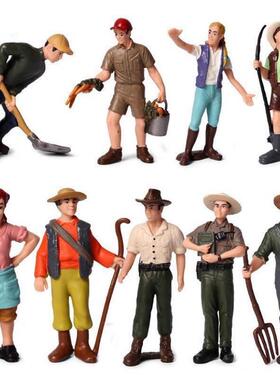 新款微观世界小摆件工场场景模型仿真农人人物迷你小人人偶农民微