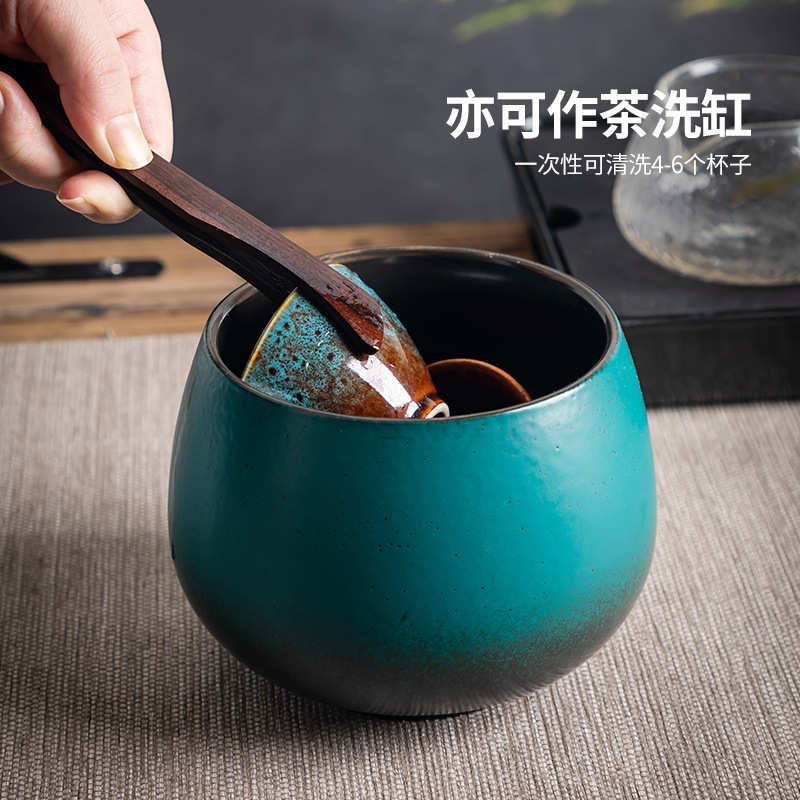 Ceramic tea wash Kung Fu tea set accessories cup wash pen wash Japanese household large tea dregs jar modern simple Shui Meng