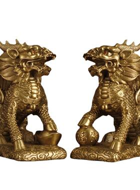 销厂家直聚黄铜麒麟财富麒IFR装摆件办公室客厅饰品礼品送礼财旺