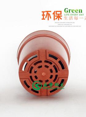 塑料花盆普通红色圆形花盆底部网状圆盆多肉花盆热销直边