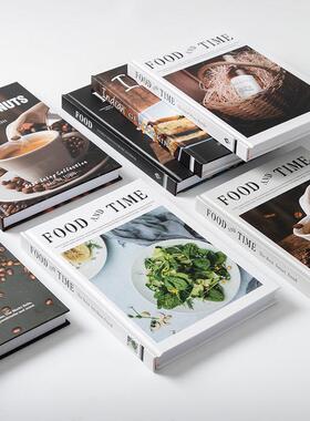 美食英文装饰书样板房陈列摆件咖啡馆西餐彷真厨房饭厅道具书加厚