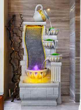 欧式客厅生财流水摆件室内家用玄关落地喷泉循环水景观创意养鱼池