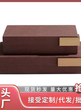 简约金属棕色花纹首饰盒样板房卧室梳妆台桌面装饰收纳盒摆件