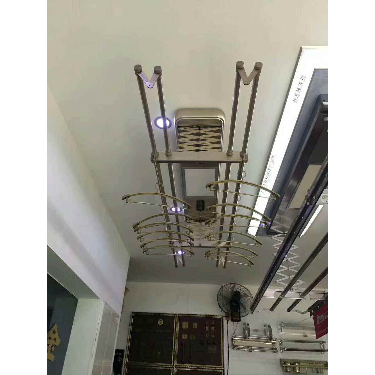 鹏音伴成都厂家电动晾衣架自动升降遥控智能带烘干钛合金双排四杆 - 图1