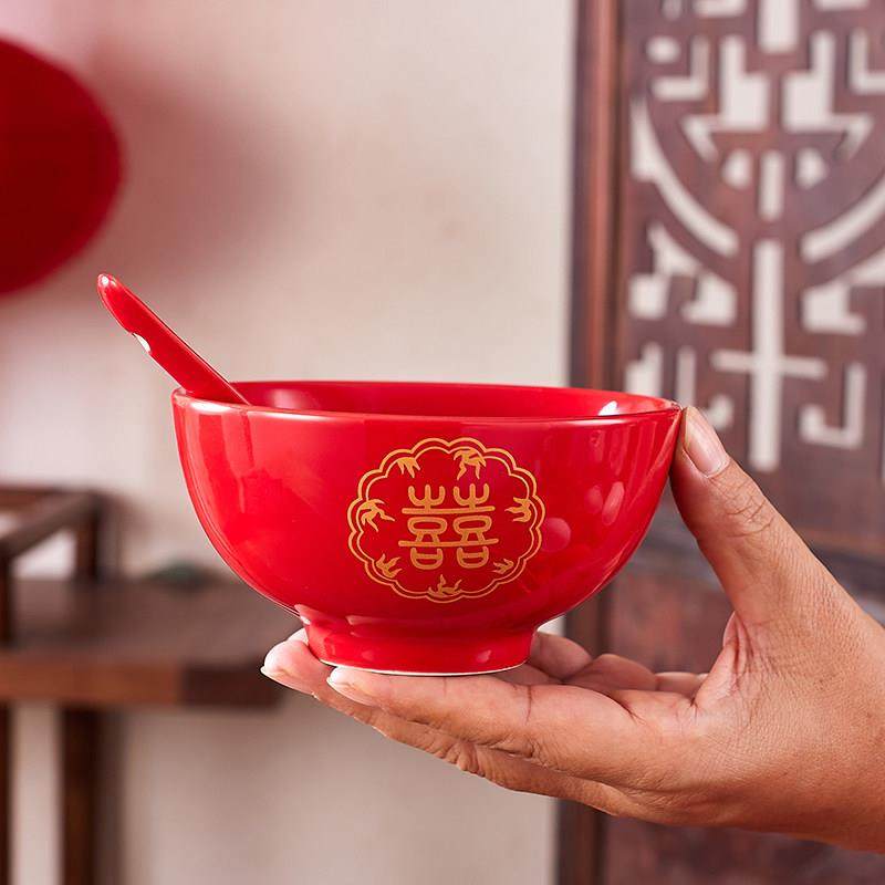 龙凤碗陶瓷红碗结婚碗筷套装中式喜字高脚碗餐具陪嫁用品婚庆礼品,淘宝优惠券,粉丝福利购,淘宝优惠卷