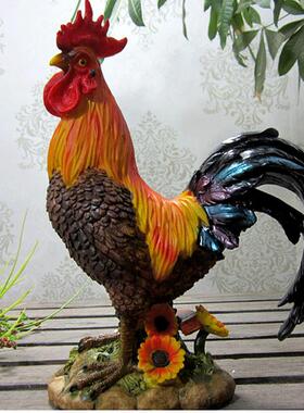 创意彷真大公鸡摆件十二生肖动物雄鸡模型客厅庭院家居装饰工艺品