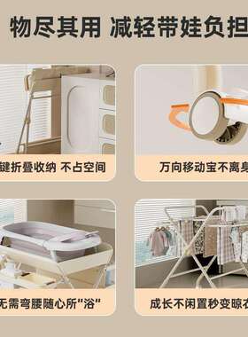 婴儿尿布台新生儿移动可折叠宝宝多功能抚触护理洗澡操作台换尿布