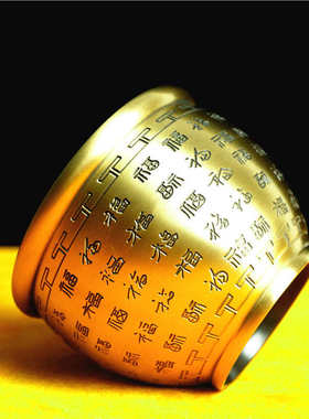 纯铜百福铜缸小摆件办公室创意笔筒桌面烟灰缸聚宝盆家居摆件香炉