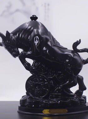 陶瓷红色抬头牛摆件家居客厅招财装饰品吉祥物十二生肖牛礼品摆设