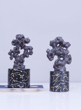 现代新中式陶瓷湖石铁样艺软MC-TY-36装摆件板太间楼处隔断茶室摆