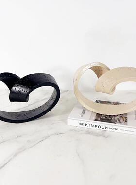 现代轻奢几何艺环形摆件创意术饰仿石摆设客厅洞电ali-8027视柜装