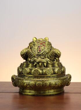 金黄铜三金578蟾聚宝盆蟾足金蝉摆件进宝财源滚蟾滚蟾乔迁开业金