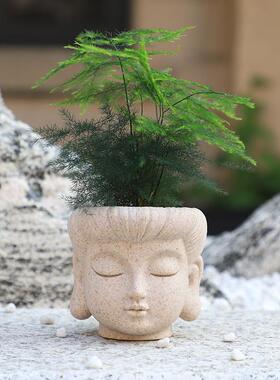 工厂现货创意简约仿石树脂佛祖花盆容器庭院景观园艺绿植花器