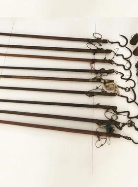 老式怀旧物件老旧杆子称木杆称老秤砣古董称手提秤民俗老物件摆件