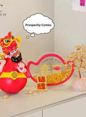 2025财富饰品客厅多巴胺财富之神装饰入口不倒勺新家搬家和开业礼
