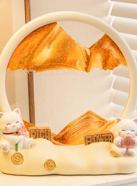 家居创意3D流沙画客厅摆件装饰办公室酒柜山水画摆件沙漏工艺礼品