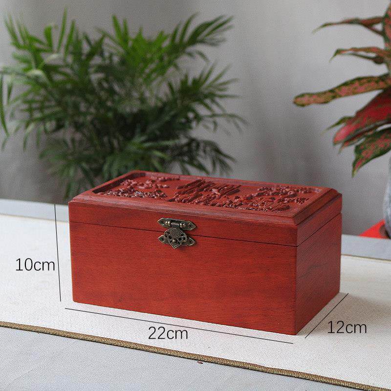 Solid wood jewelry box with lock mahogany jewelry box wooden box seal bracelet ring box Chinese wooden storage box