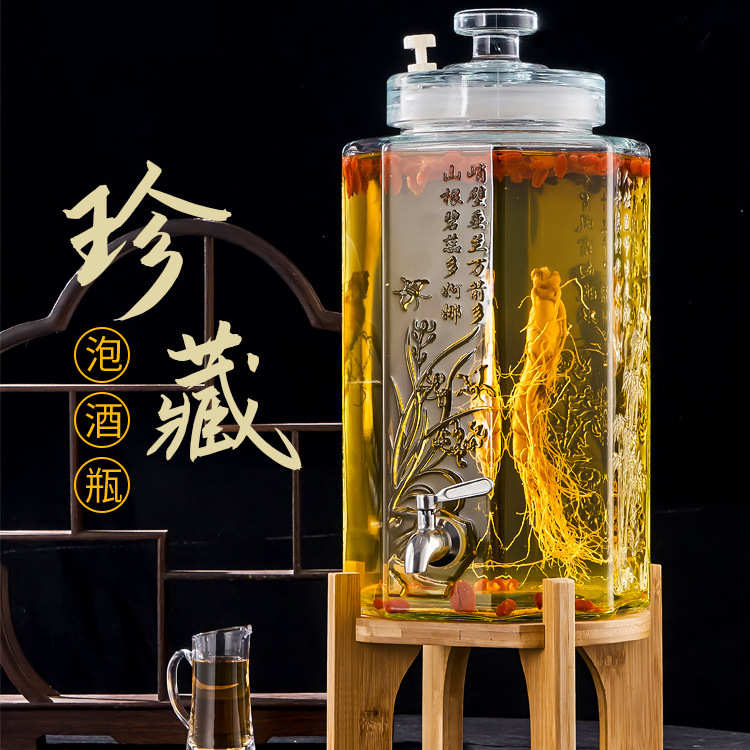 Manufacturer's spot embossed wine bottle faucet anti-blocking thickened sealed wine bottle transparent glass wine jar storage wine bottle