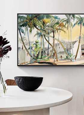 吴冠中重彩风景装饰画江南水乡植物山水田园挂画新中式酒店壁画
