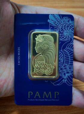 仿真庞博1盎司1:1复刻仿真PAMP金条黄铜镀金金属摆件