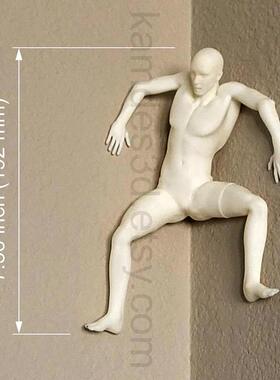 跨境新款现代创意装饰墙角型角落人物“受惊”人物墙角雕塑攀爬者