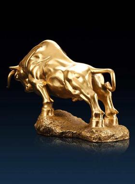 秦汉天禧开业乔迁礼品纯铜牛摆件开拓牛牛气冲天家居玄关装饰品