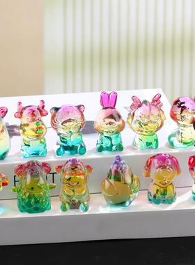 琉璃十二生肖摆件水晶十二生肖套装公仔创意桌面摆件龙蛇新品