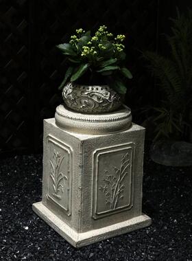 落地摆件彷石墩人造石柱户外造景新中式庭院花园盆景底座阳台花架