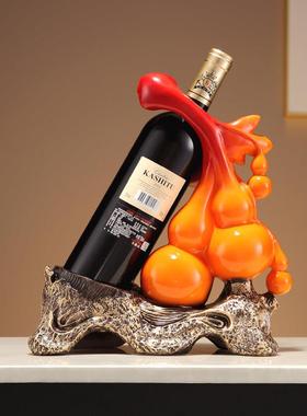 新中式创意福禄财红酒架葡萄酒架子洋酒摆件酒柜客厅装饰品摆设