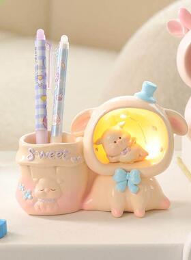 可摆爱小夜36463110收灯多功能创意笔筒件卧室装饰品面纳学生桌毕