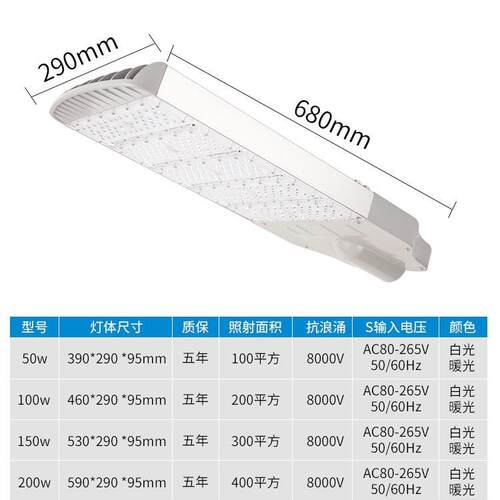 LED节能路灯灯头户外防水100W150W工程模组220V挑臂高杆道路灯头 - 图1