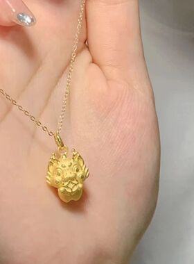咬钱龙吊坠沙金周家同款本命年生肖龙项链黄铜仿硬金龙年挂坠