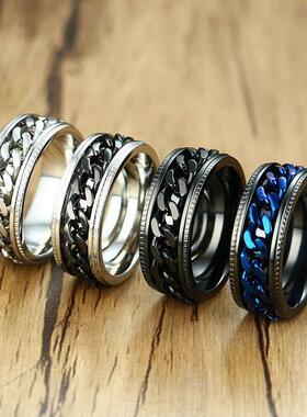 Anxiety Fidget Ring For Men Punk Titanium Stainless Steel Bl
