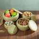 Bamboo woven bird's nest household round egg basket with lid living room creative storage basket tea can bamboo products bamboo basket basket