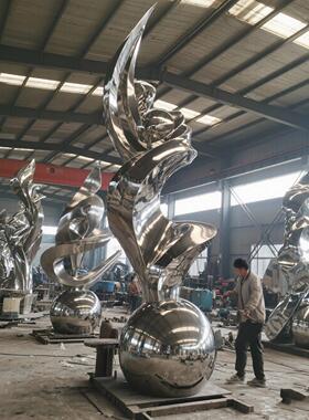 锻造不锈钢雕塑定制抽象异形镜面金属钢铁彩绘电镀艺术景观大摆件