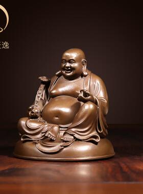 高档佛香天逸 铜弥勒佛口禅意小佛像肚笑随身袋小佛家佛居车大载