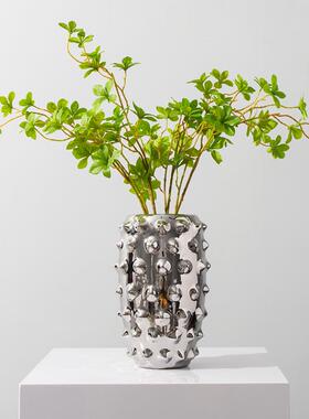 北欧轻奢电镀陶瓷花瓶现代简约创意欧式插花客厅餐桌软装饰品摆件