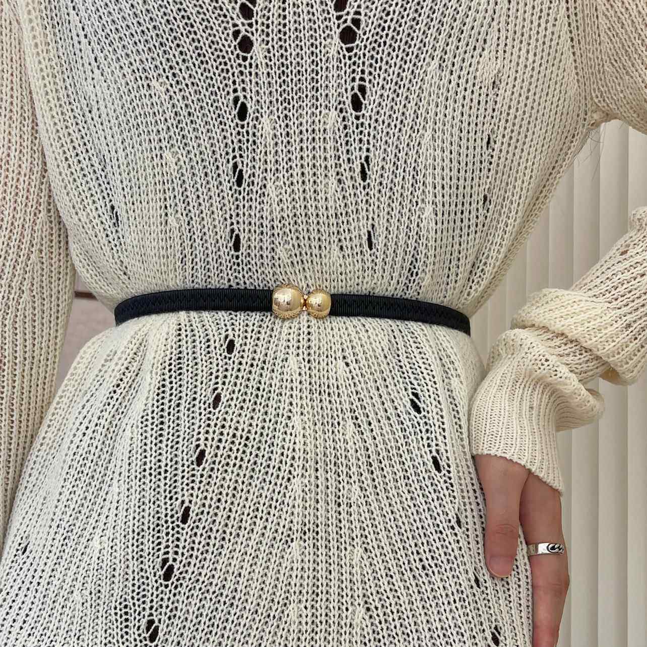 自制新款金属对扣腰带女弹力装饰皮带配裙子外套黑色杏色松紧腰炼,淘宝优惠券,粉丝福利购,淘宝优惠卷