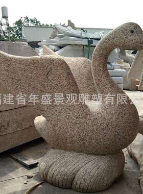 石雕吐水动物雕塑 喷水天鹅摆件 花园广场水池边摆件 福建厂家