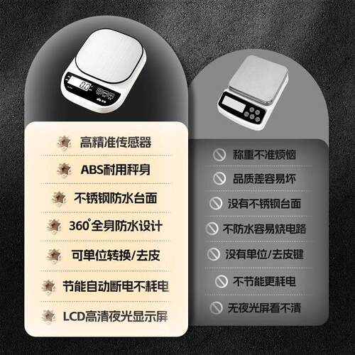 料理秤家用小型高精准度秤电子秤烘焙称量器精准称重食物食品克重 - 图2