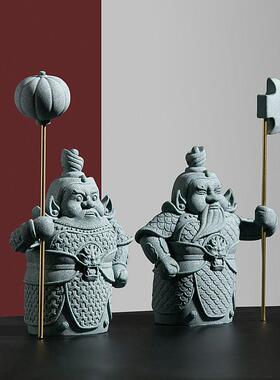 新中式护宅门神哼哈二将摆件客厅门口玄关电视柜书房家居装饰品