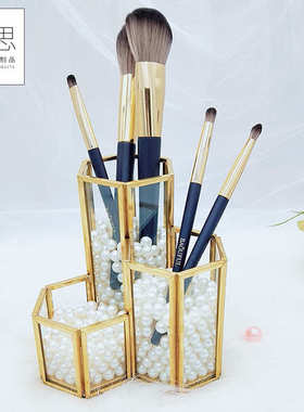 批发抖音欧式简约铜边玻璃收纳盒ins装饰摆件首饰托盘展示盒