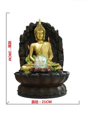 正品桌面招意品财流水摆禅喷泉客厅加湿器东南亚家居装饰件佛像摆