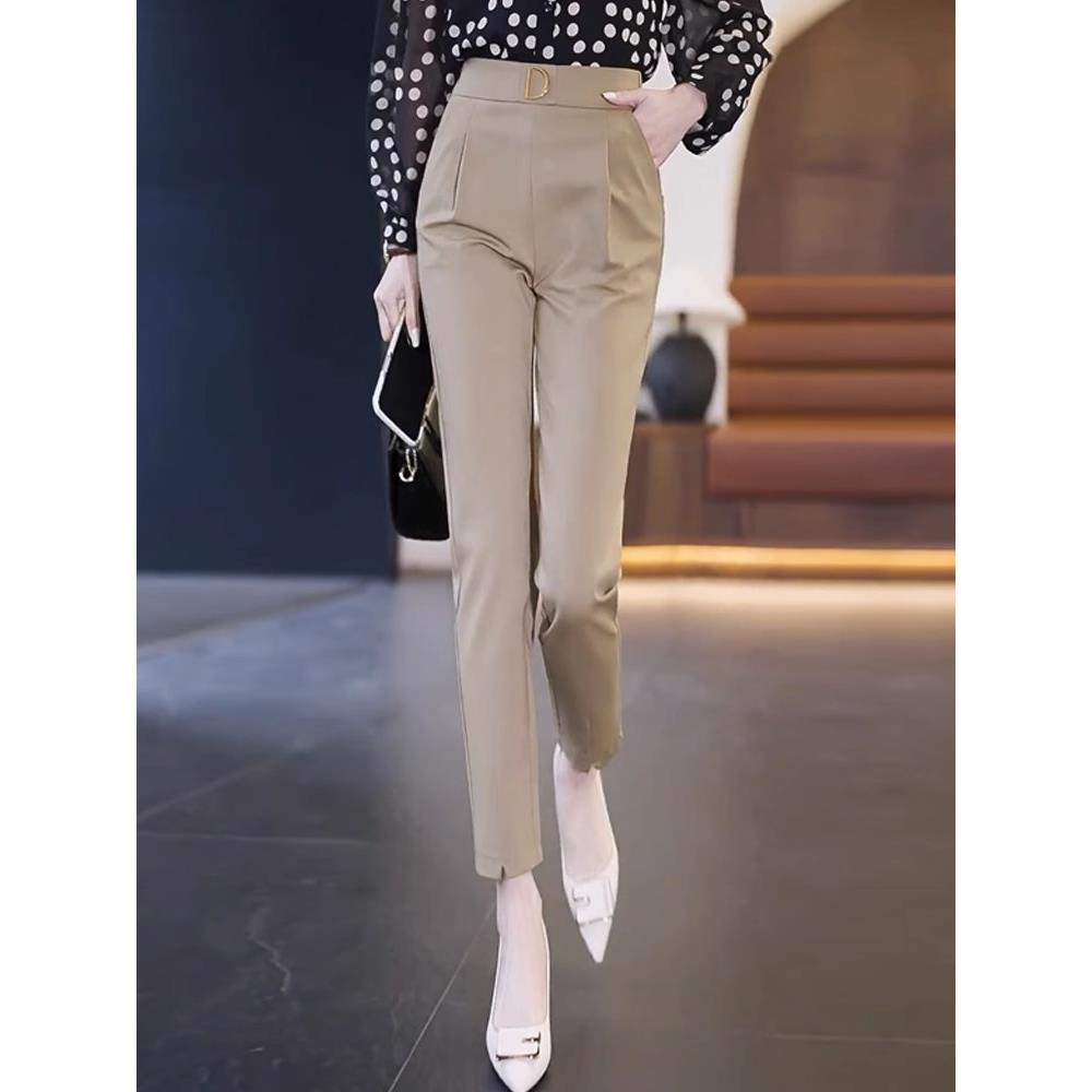 高级感西装裤子女2025新款夏季薄款九分哈伦裤小脚显瘦百搭休闲裤 - 图1
